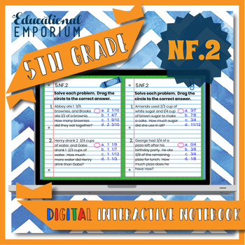 Preview of 5.NF.2 Interactive Notebook: Add & Subtract Fractions Word Problems ⭐ Digital