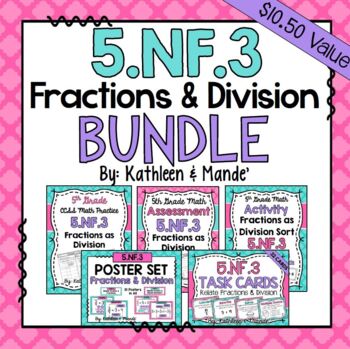 Preview of 5.NF.3 BUNDLE: Fractions as Division
