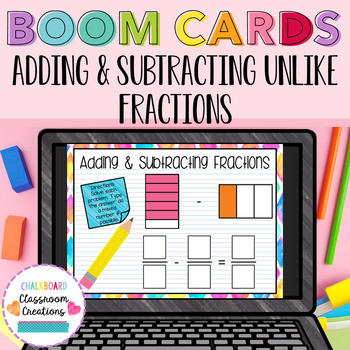 Preview of 5.NF.A.1 Adding and Subtracting Unlike Fractions BOOM CARDS
