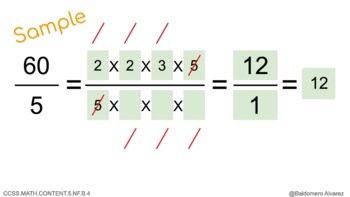 Preview of 5.NF.B.4 Simplify Fractions from Prime Factorization for Google Slides