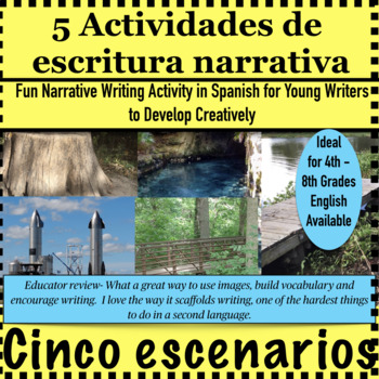 Preview of 5 Narrative writing settings in Spanish 5 escenarios para escritura narrativa