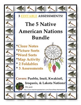 Preview of 5 Native American Nations Bundle:  Assessments,  Resources, and Foldables