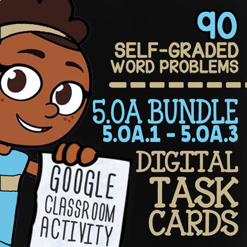 Preview of 5.OA.1-5.OA.3 | 5th Grade Math Review Digital Task Cards for Google Classroom™