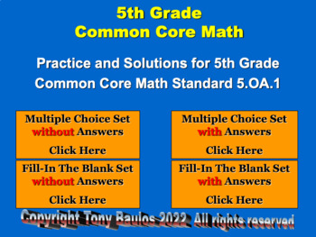 Preview of 5.OA.1 5th Grade Math - Evaluate Numerical Expressions Bundle with Google