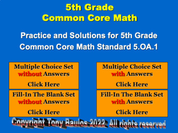 Preview of 5.OA.1 5th Grade Math - Evaluate Numerical Expressions Google Slide Set