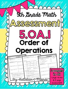Preview of 5.OA.1 Assessment: Order of Operations