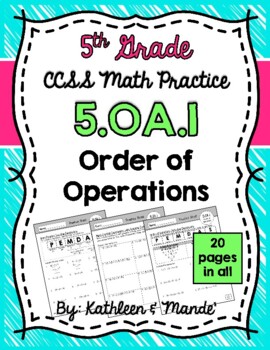 Preview of 5.OA.1 Practice Sheets: Order of Operations
