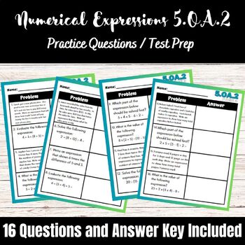 Preview of 5.OA.2 Numerical Expressions / Order of Operations Problems - 5th Grade