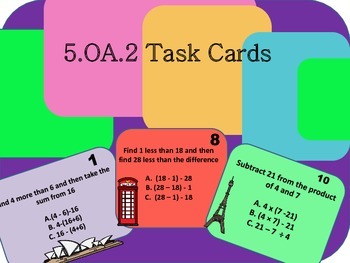 Preview of 5.OA.2 Task Cards