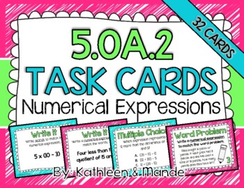 Preview of 5.OA.2 Task Cards: Numerical Expressions