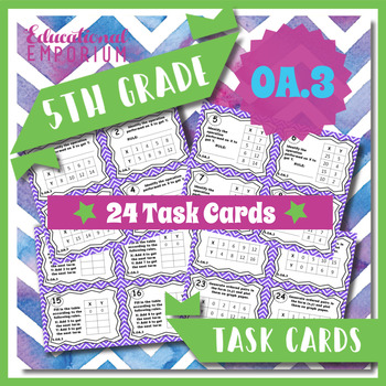 Preview of 5.OA.3 Task Cards ★ Numerical Patterns, Ordered Pairs and Graphing 5th Grade