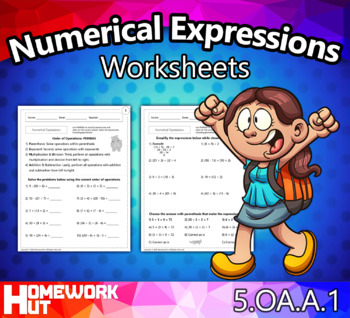 Preview of Parentheses and Numerical Expressions Worksheets