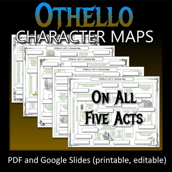Preview of 5 OTHELLO Character Maps (Worksheets, Quizzes, Tests, Review) PDF - No Prep!