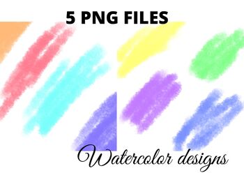Preview of 5 PNG WATERCOLOR ABSTRACT GLITTER CLIPART
