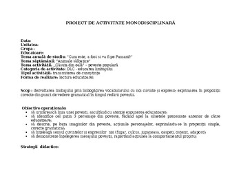 Preview of 5 PROIECTE DE ACTIVITATE MONODISCIPLINARĂ