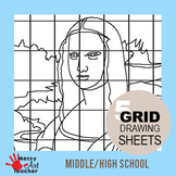 5 Pack Famous Art/Painting Grid Drawing Sheets for Middle/