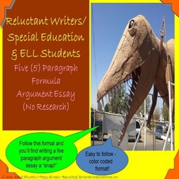 Preview of Special Education Writing 5 Paragraph Argument Essay Formula