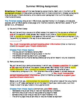 5 paragraph cause and effect essay examples