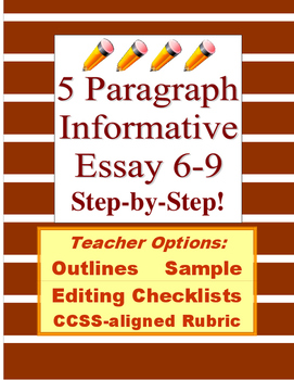 Preview of 5 Paragraph Essay 6-10: Prewrite, Draft, Edit, Samples, Rubric, Info CCSS