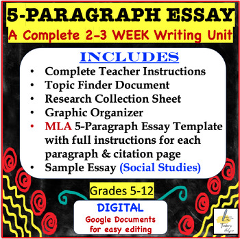 Preview of 5-Paragraph Essay: A 3-week MLA Research Writing Unit for any Subject (5+)