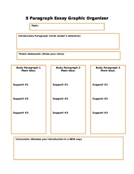 Preview of 5 Paragraph Essay Graphic Organizer Outline With Directions and Supports