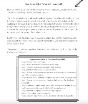 Preview of Essay Writing: 5 Paragraph Essay Outline with Guide (Easy and printable!)