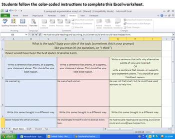 Preview of 5 Paragraph Essay Organizer - on Excel so it almost writes itself!