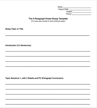 5 paragraph essay template middle school