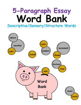 Preview of 5 Paragraph Essay Word Bank of Descriptive and Sensory Words