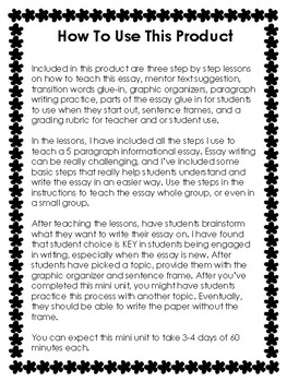 5 Paragraph Informational Essay Writing by Katelynn Pugmire | TpT
