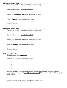 literary paragraph outline
