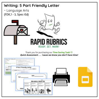 Preview of 5 Part Friendly Informal Letter - Time Saving Task - Ontario - Rapid Rubrics