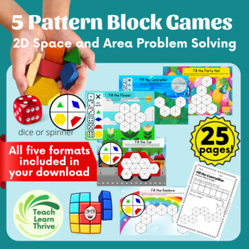 Preview of 5 Pattern Block Games 2D Space and Area Problem Solving