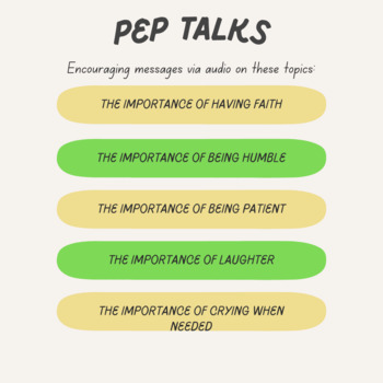 Preview of 5 Pep Talks via Audio on 5 different topics