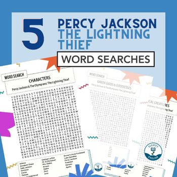Preview of 5 Percy Jackson: The Lightning Thief Word Searches