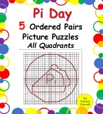 5 Pi Day Ordered Pairs Picture Puzzles All Quadrants No-Pr