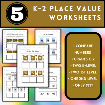 Preview of 5 Place Value Worksheet Activities for Kindergarten, 1st, and 2nd Grade