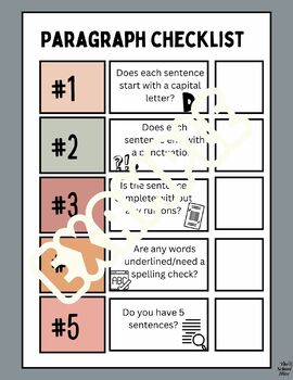 Preview of 5 Point Paragraph Check Graphic Organizer