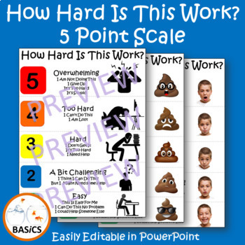 Preview of 5 Point Scale How Hard Is This Work - BASiCS