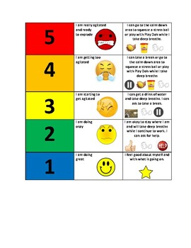 Preview of 5-Point Scale - to learn emotions and calming strategies