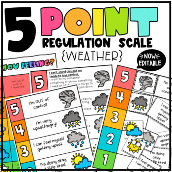 Preview of 5 Point Self Regulation Scale {Weather} | Identifying Feelings & Emotions