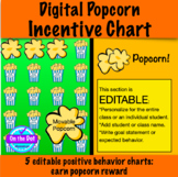 5 Popcorn Themed Editable Behavior Incentive or Rewards Charts