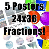 5 Posters -- Math is Beautiful and Fractions are Cool 24 x 36