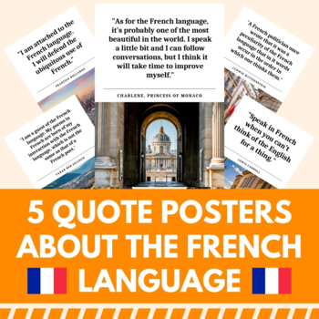 Preview of 5 Posters for French Classrooms - Quotes About the French Language