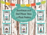 5 Printable Farmhouse and Teal Please Wear a Mask Posters.