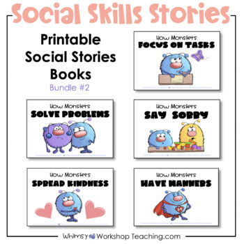 Preview of 5 Printable Social Skills Stories - Bundle 2 - 25 Lessons and Activities