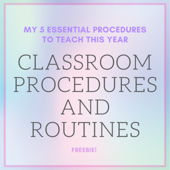 Preview of 5 Procedures to Teach This Year