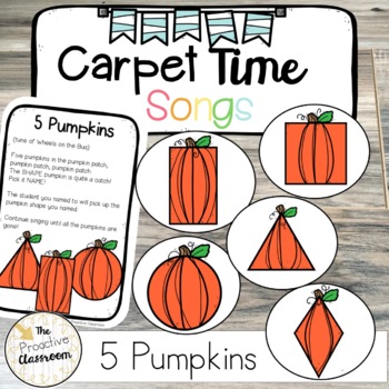 Preview of 5 Pumpkins Carpet Time Song | Carpet Game Preschool | Kindergarten Shapes