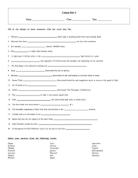5 Puzzle Cosmos: A Spacetime Odyssey Episode 4 Worksheet Set with Keys