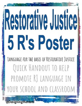 Preview of 5 R's of Restorative Justice and Restorative Practices Poster and Language